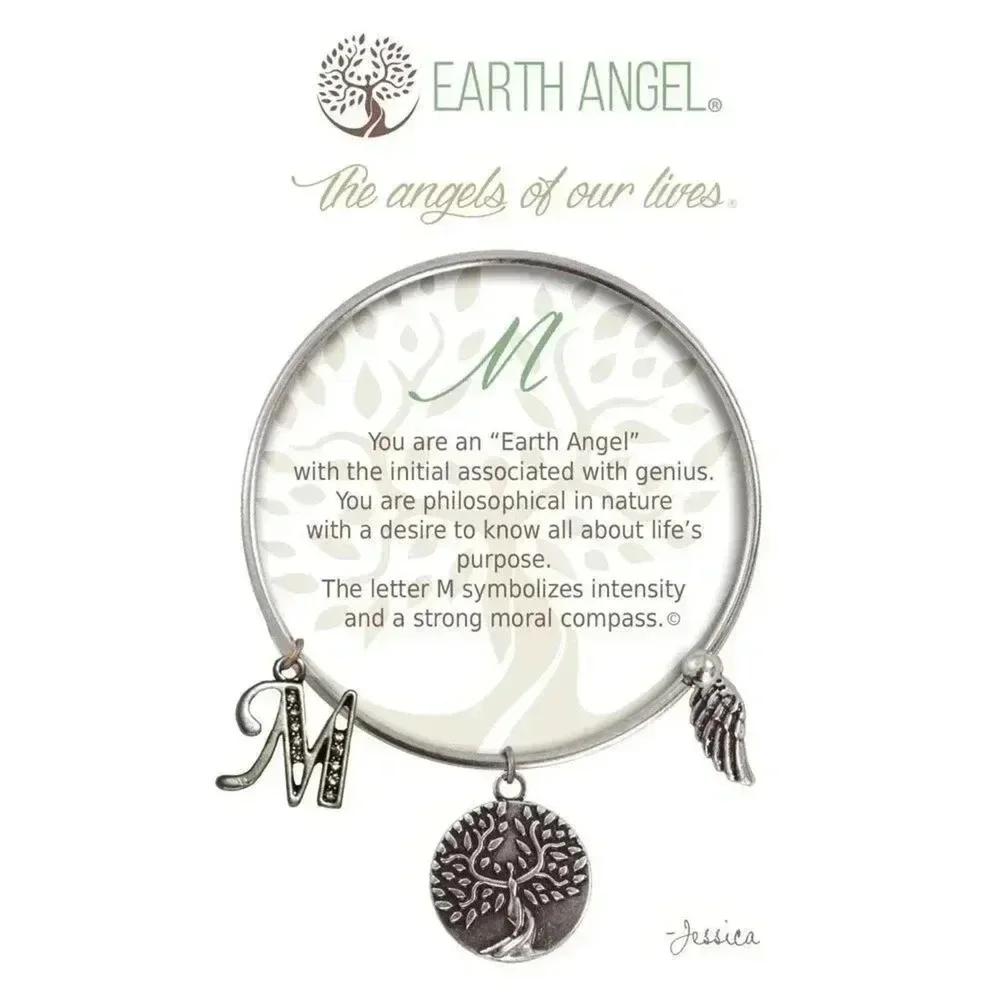 Earth Angel Women's M Initial Bracelet Silver Expandable Gift Birthday NWT Boho